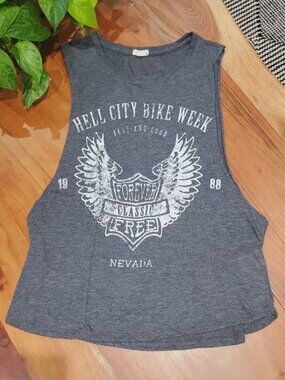 Garage-Gray "Hell City Bike Week" Nevada Sleeveless Graphic Print Biker Tank Top